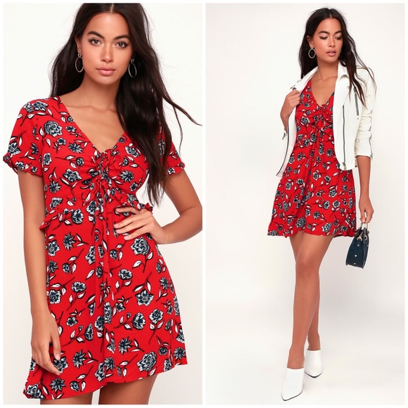 MINKPINK Dresses & Skirts - Minkpink Terrace Red Floral Mini Dress XS